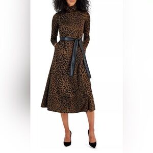 Anne Klein Brown and Black Animal Print Dress